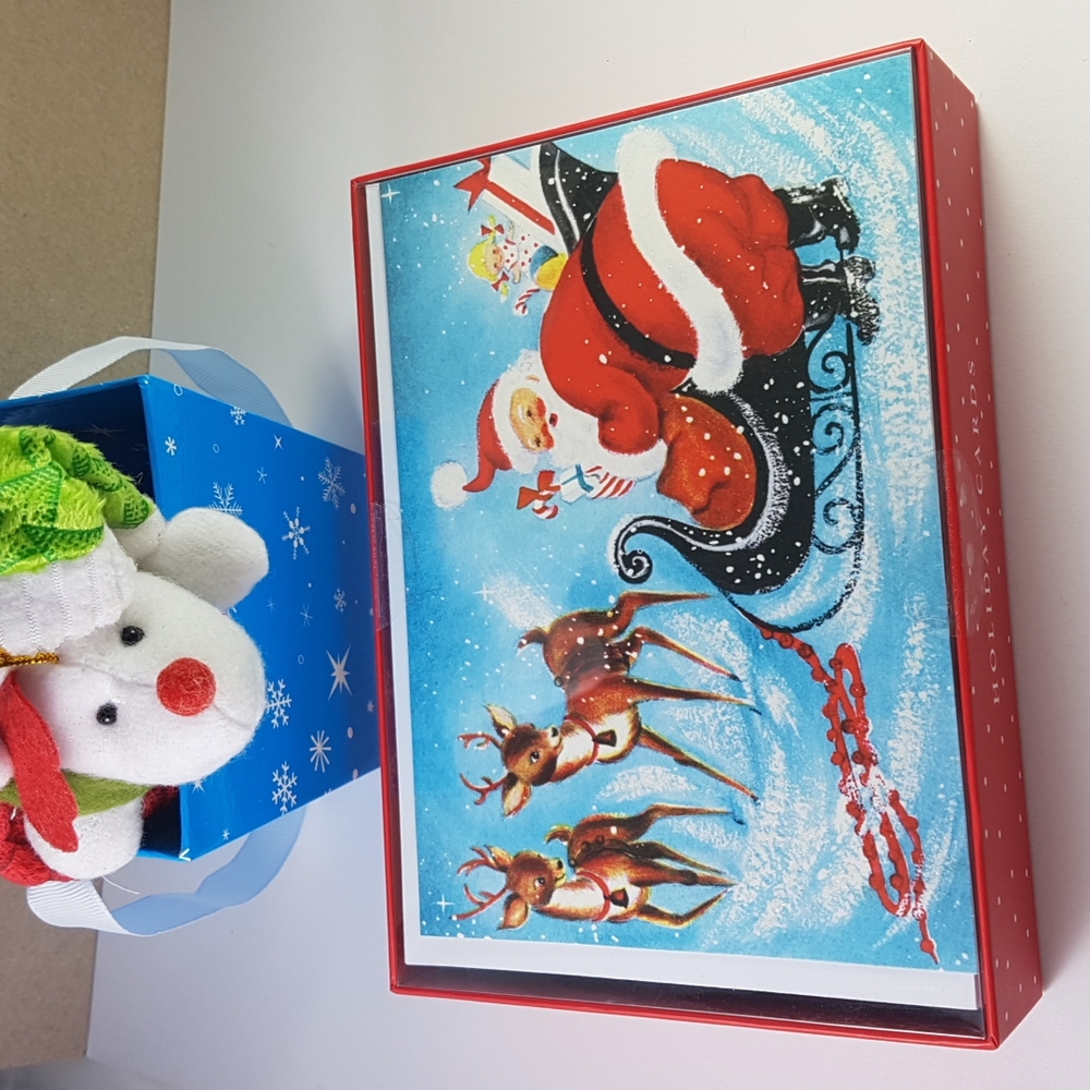 🎅🏼2/26$ 30 Merry Christmas Santa Claus Cards with Envelopes 4.75"x 6.75" In.